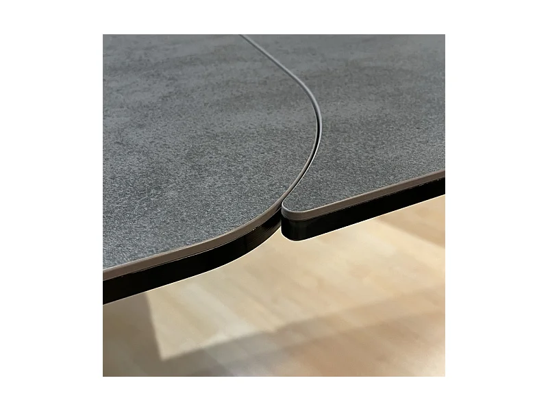 Table extensible 200 à 300 cm céramique gris pieds demi-lune - ALYSSA