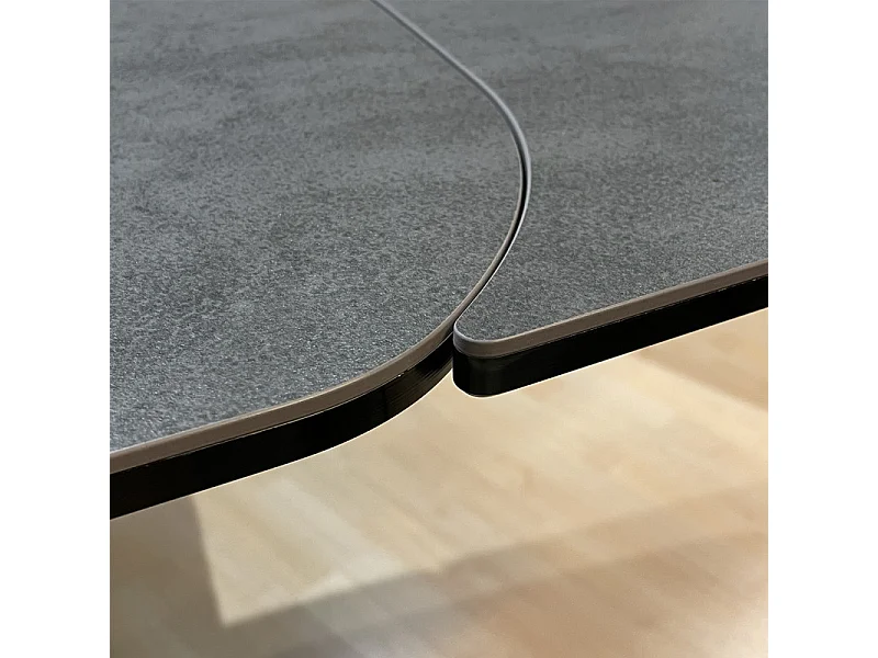 Table extensible 200 à 300 cm céramique gris pieds demi-lune - ALYSSA