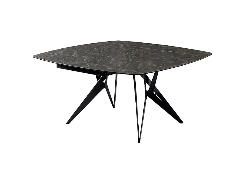 Table extensible 90 à 160 cm céramique gris anthracite marbré - EMMETT