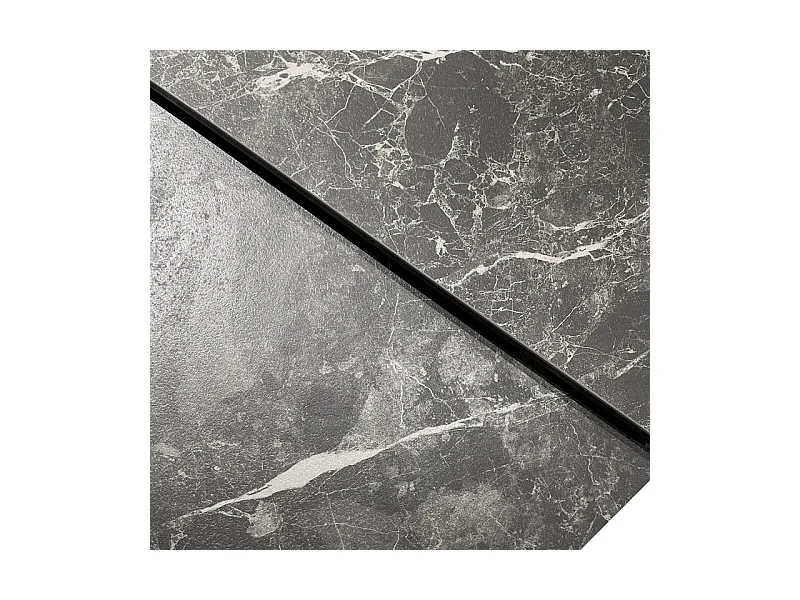 Table extensible 90 à 160 cm céramique gris anthracite marbré - EMMETT