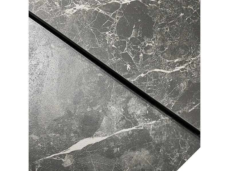 Table extensible 90 à 160 cm céramique gris anthracite marbré - EMMETT