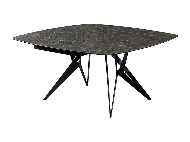 Table extensible 90 à 160 cm céramique gris anthracite marbré - EMMETT