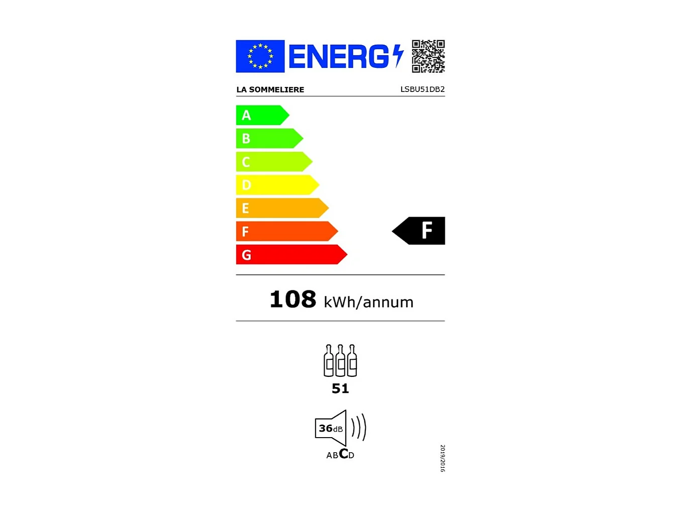 La Sommelière Cave à vin encastrable de service 51 bouteilles - LSBU51DB2