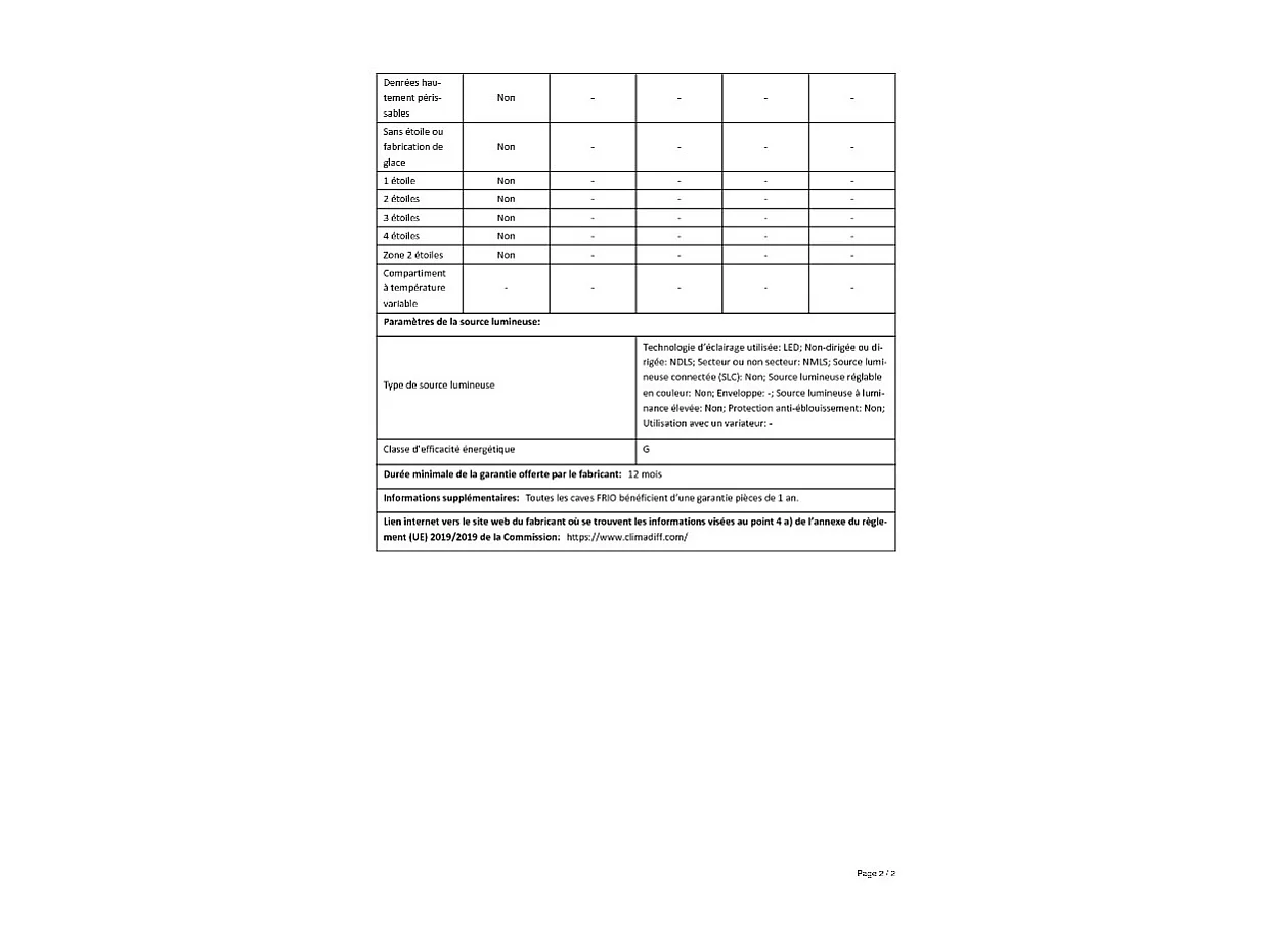 Climadiff Cave à vin de service encastrable 51 bouteilles - CBU51S2B