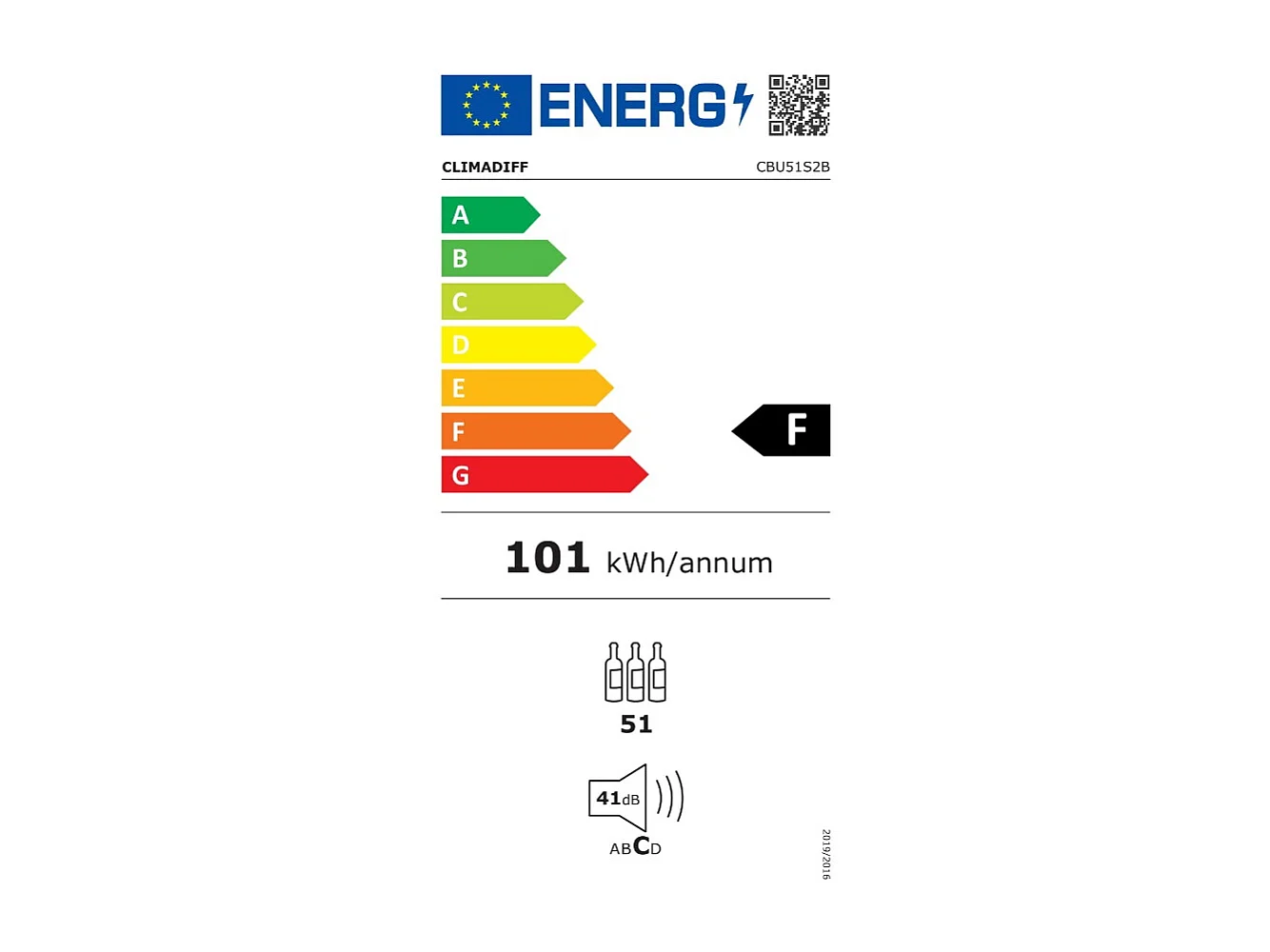 Climadiff Cave à vin de service encastrable 51 bouteilles - CBU51S2B