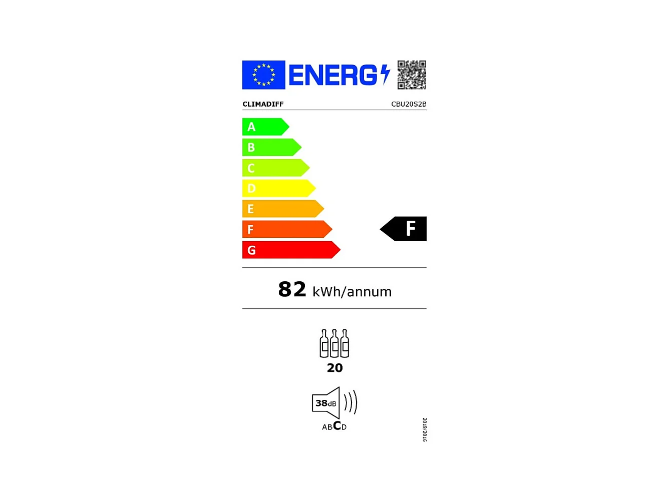 Climadiff Cave à vin encastrable sous plan 20 bouteilles - CBU20S2B
