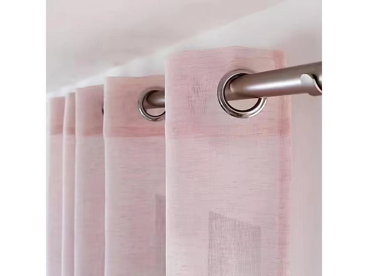 Rideau Voilage Effet Lin "Maya" 140x240cm Vieux Rose