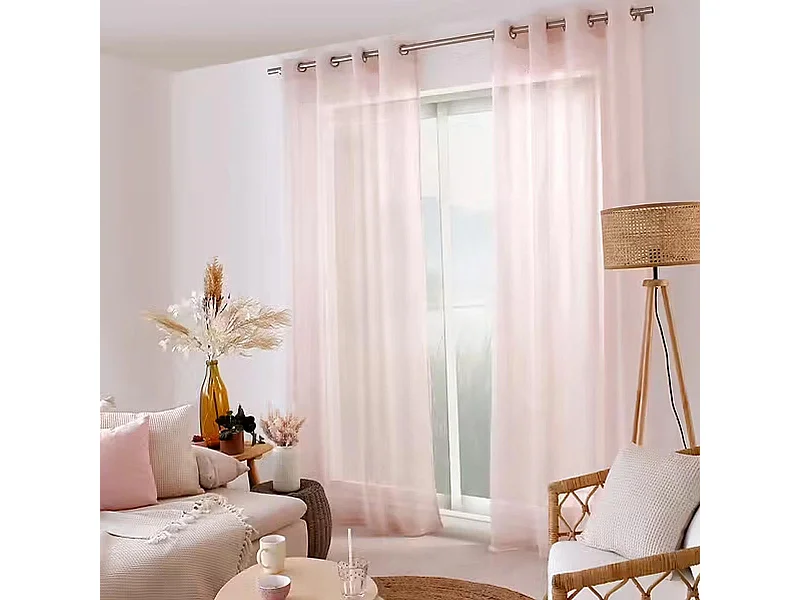 Rideau Voilage Effet Lin "Maya" 140x240cm Vieux Rose