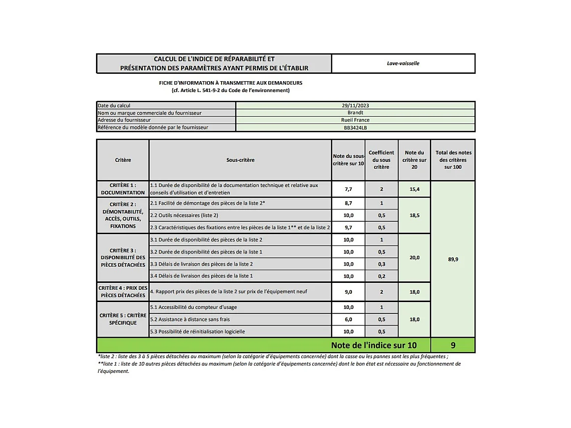 Brandt Lave-linge intégrable 6 kg 1200 trs/min - BB3424LB