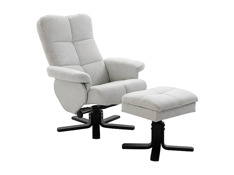 Sven fauteuil recliner met hocker grijs.