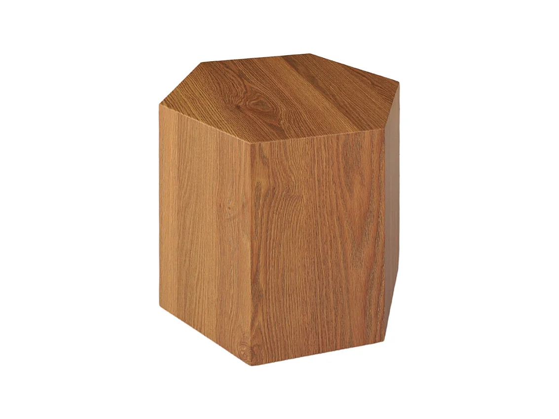 Grande table d'appoint hexagonale décor chêne H. 46 cm - CARAMELLO