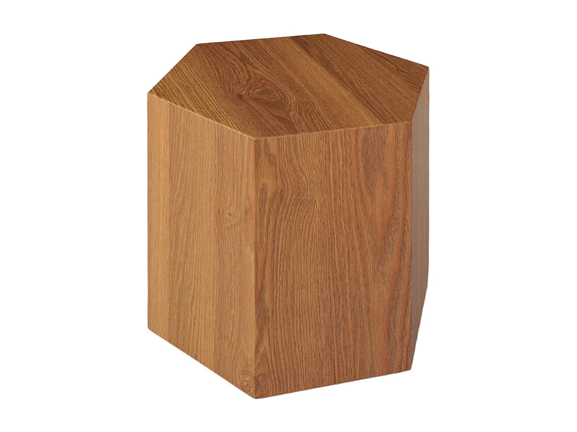 Grande table d'appoint hexagonale décor chêne H. 46 cm - CARAMELLO