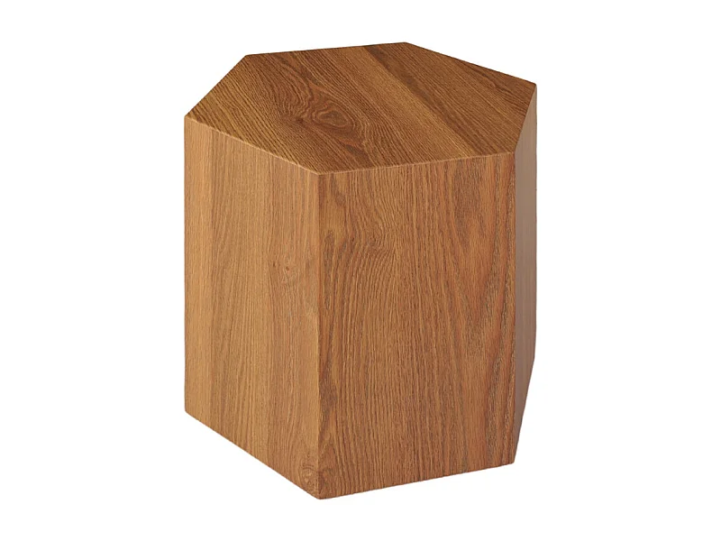 Grande table d'appoint hexagonale décor chêne H. 46 cm - CARAMELLO
