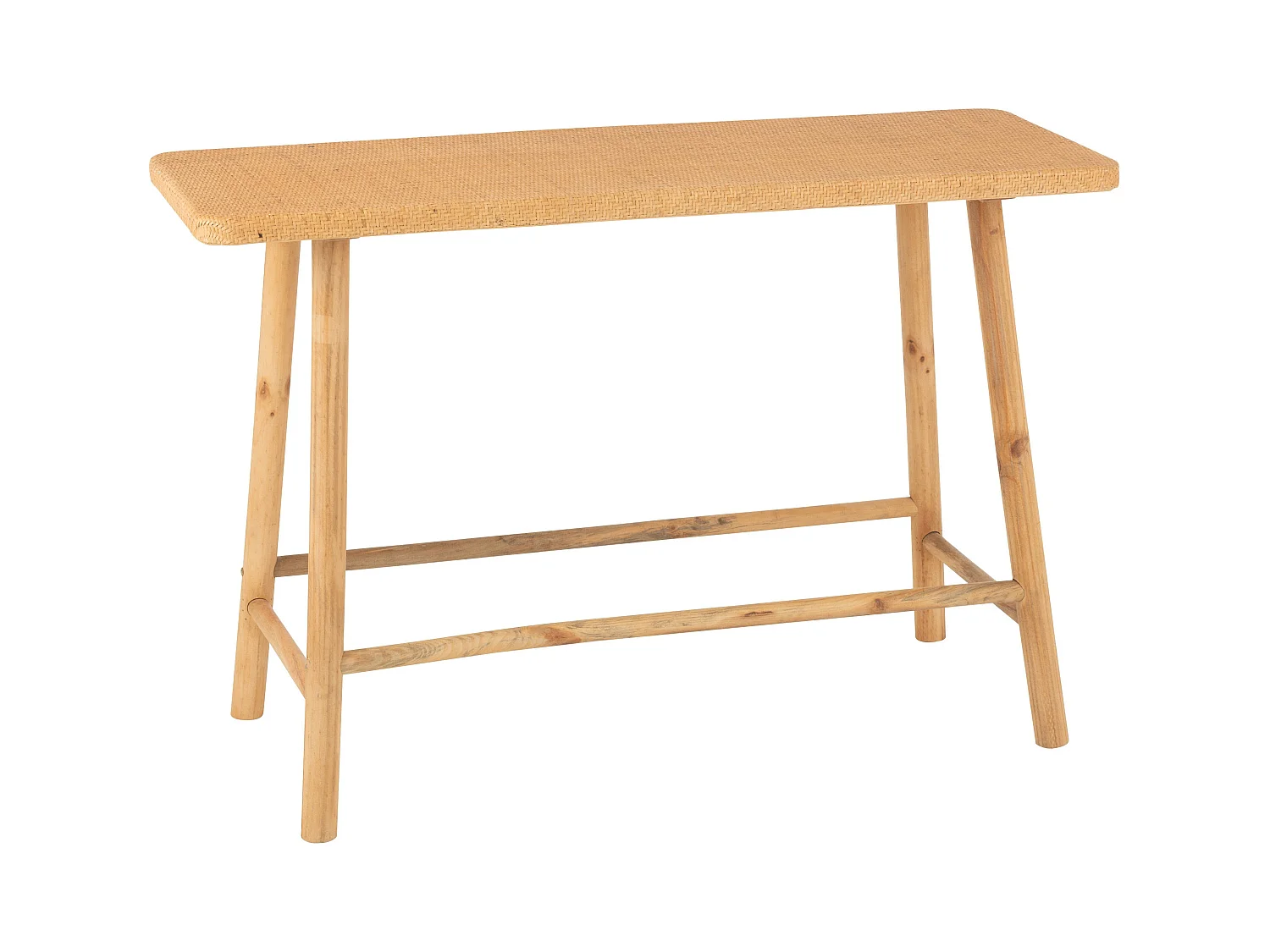 Consola fija LOZA – Madera de abeto y ratán natural