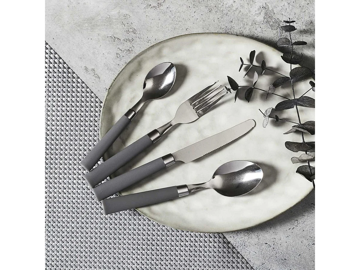 Range Couverts 16pcs Gris Campus Gris, Blanc