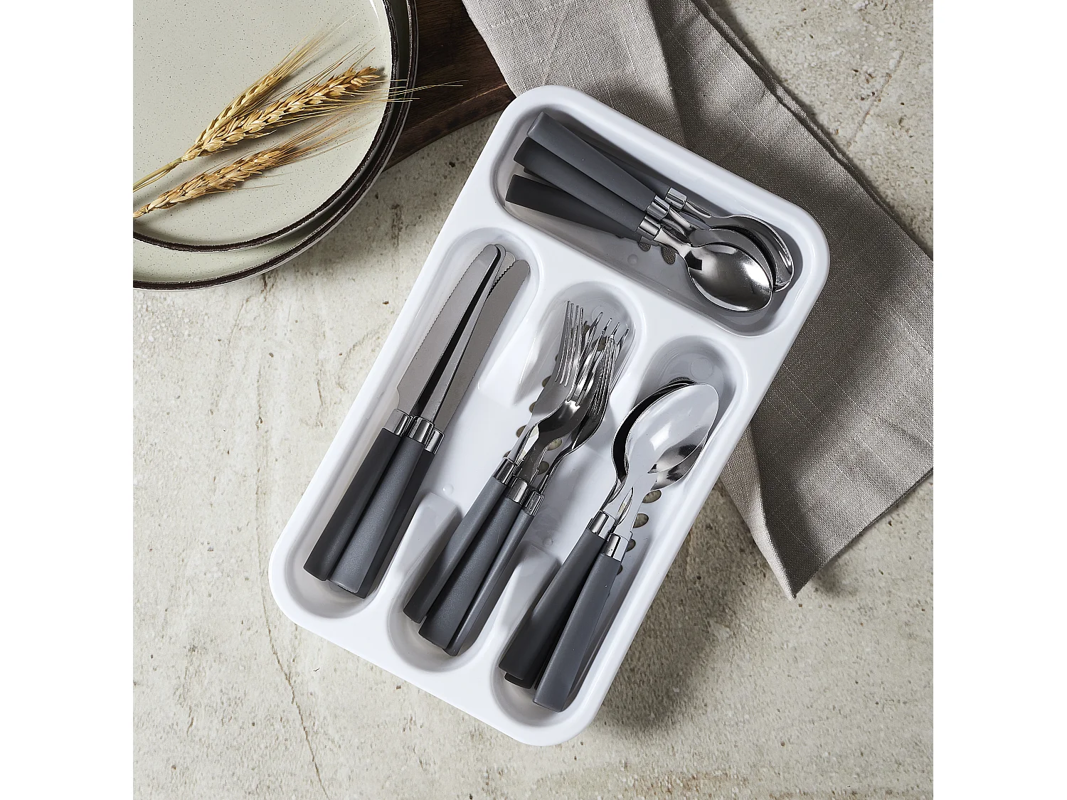 Ménagère 16 Pièces & Range-Couverts "Campus" 32cm Gris