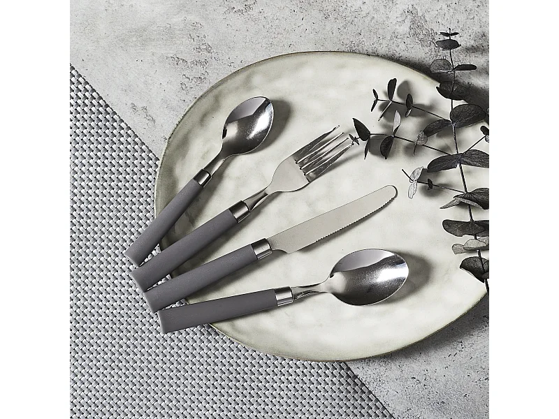 Range Couverts 16pcs Gris Campus Gris, Blanc