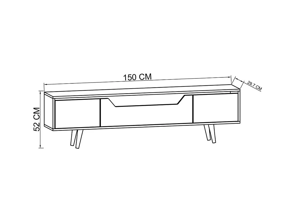 Meuble TV en aggloméré 150 x 29.8 x 53 cm Roma