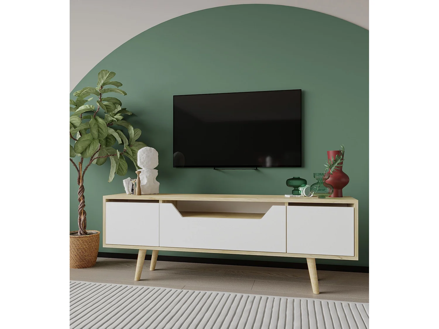 Meuble TV en aggloméré 150 x 29.8 x 53 cm Roma