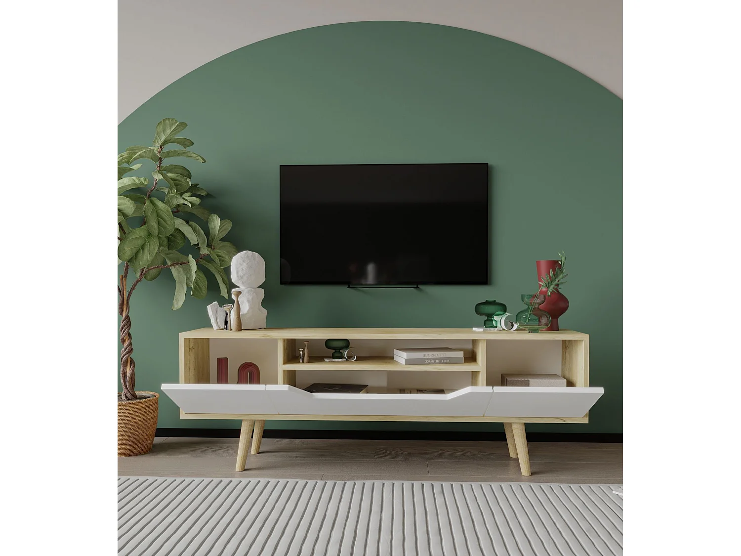 Meuble TV en aggloméré 150 x 29.8 x 53 cm Roma