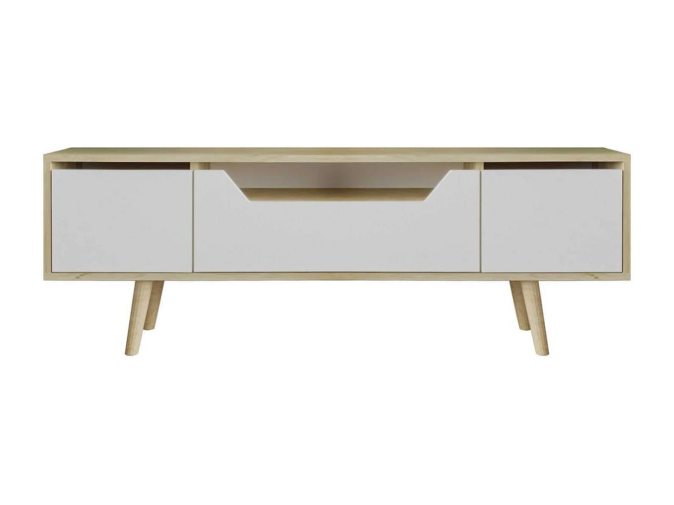 Mueble de TV – 150 cm – Roble Zafiro y Blanco – Aglomerado