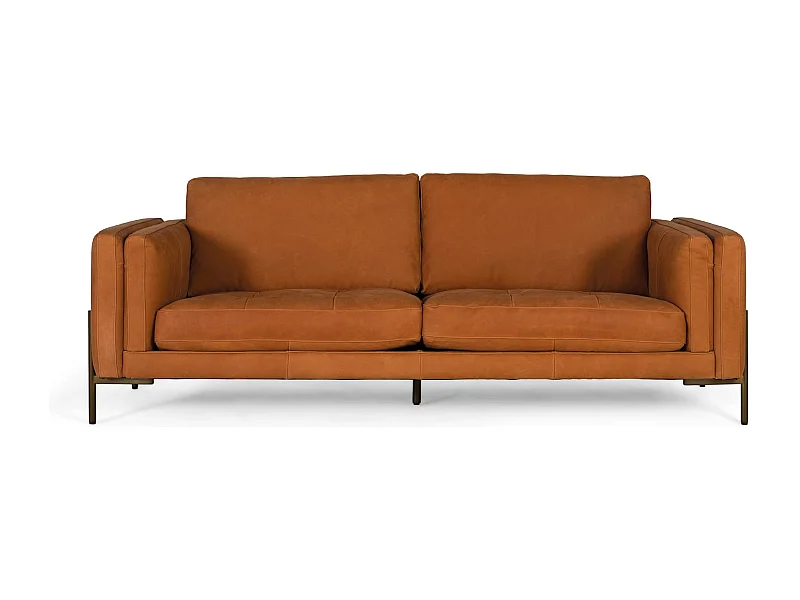Lederpolstersofa im Vintage-Stil mit Metallbeinen 5 Sitze