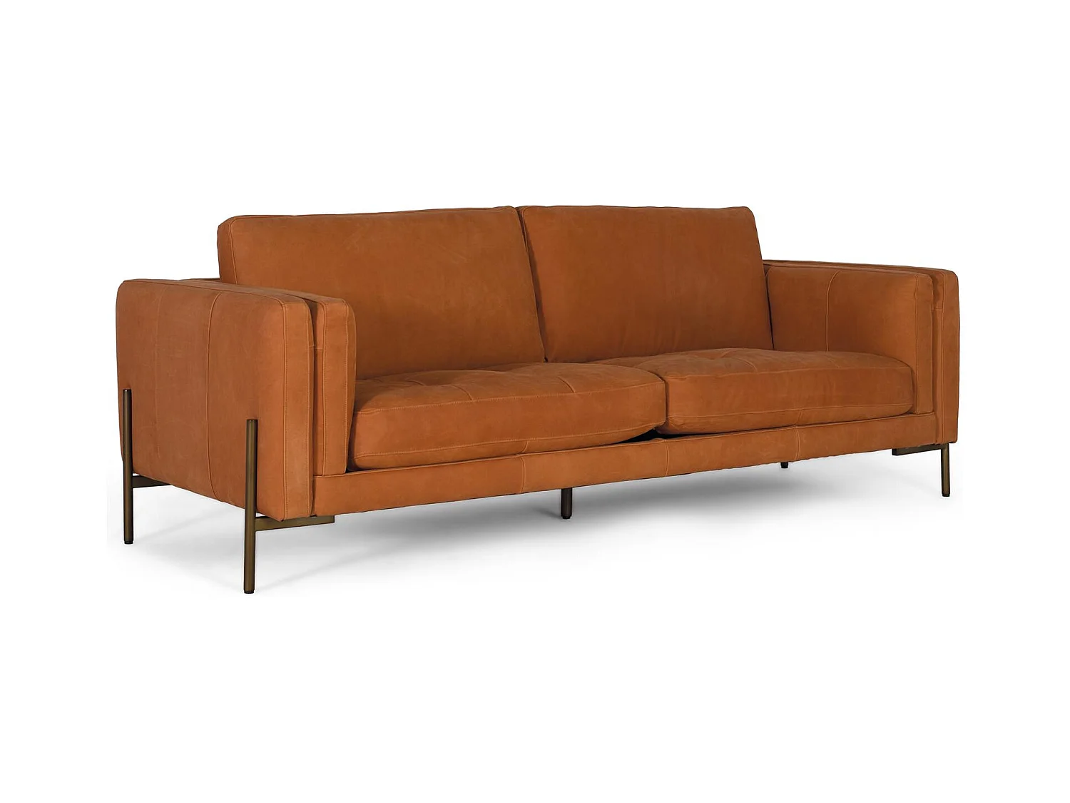 Canapé rembourré en cuir avec pieds en métal 5 places