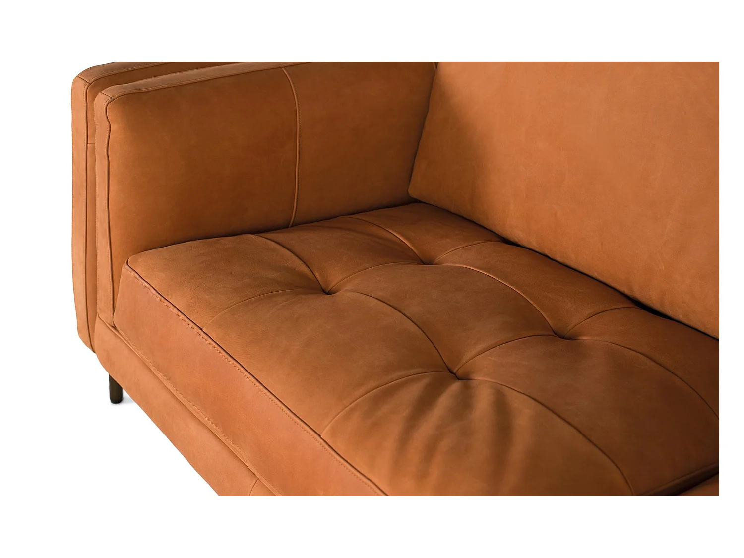 Canapé rembourré en cuir avec pieds en métal 5 places