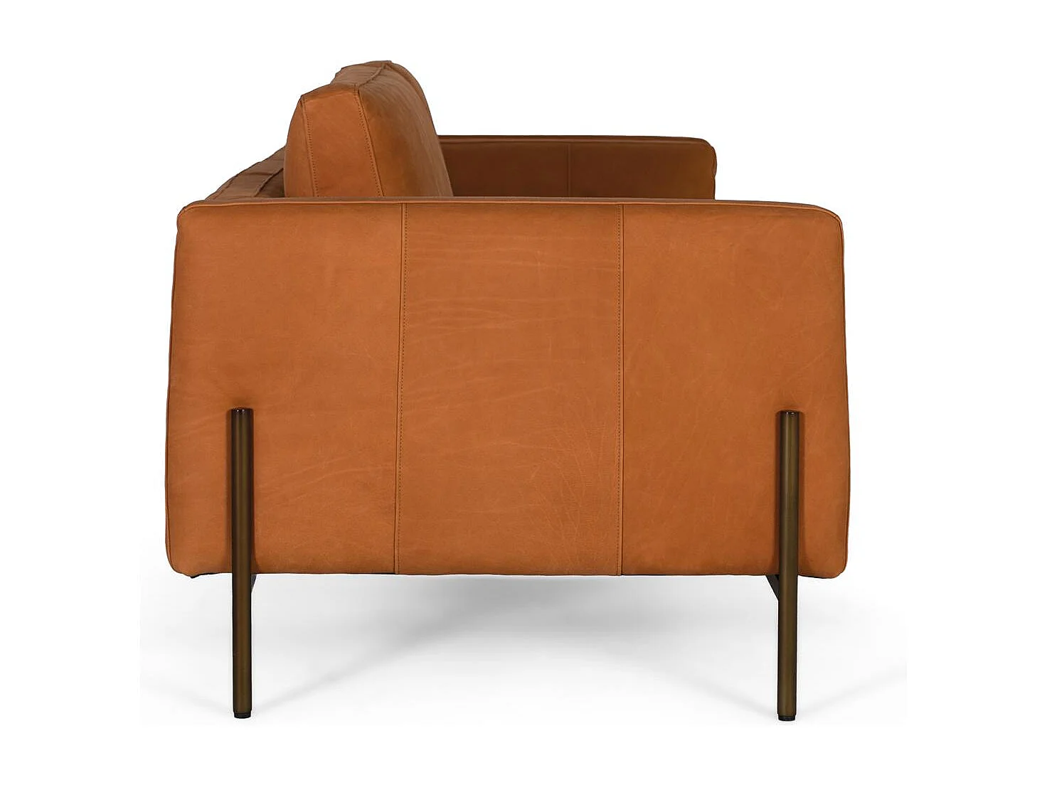 Sofá tapizado en piel estilo vintage y patas de metal 5 plazas