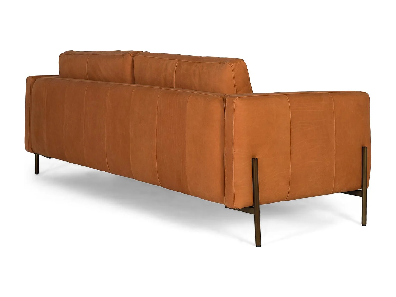 Sofá tapizado en piel estilo vintage y patas de metal 5 plazas