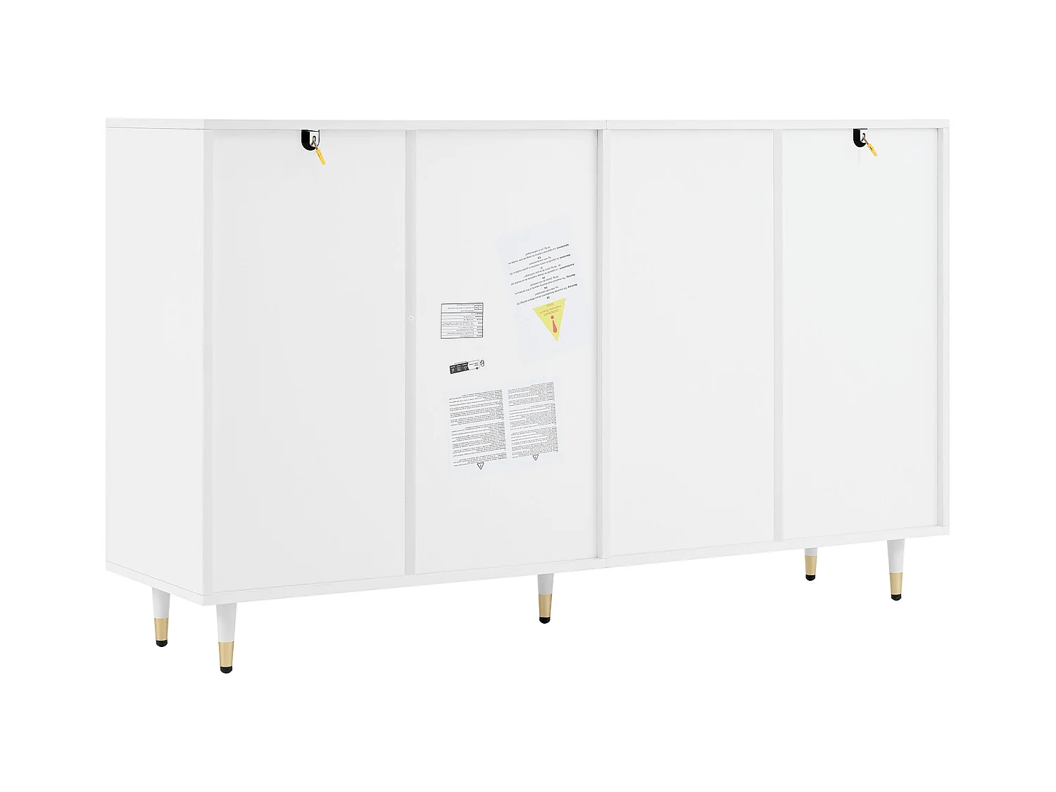 Meuble à chaussures blanc avec 4 portes et 2 tiroirs, étagères réglables