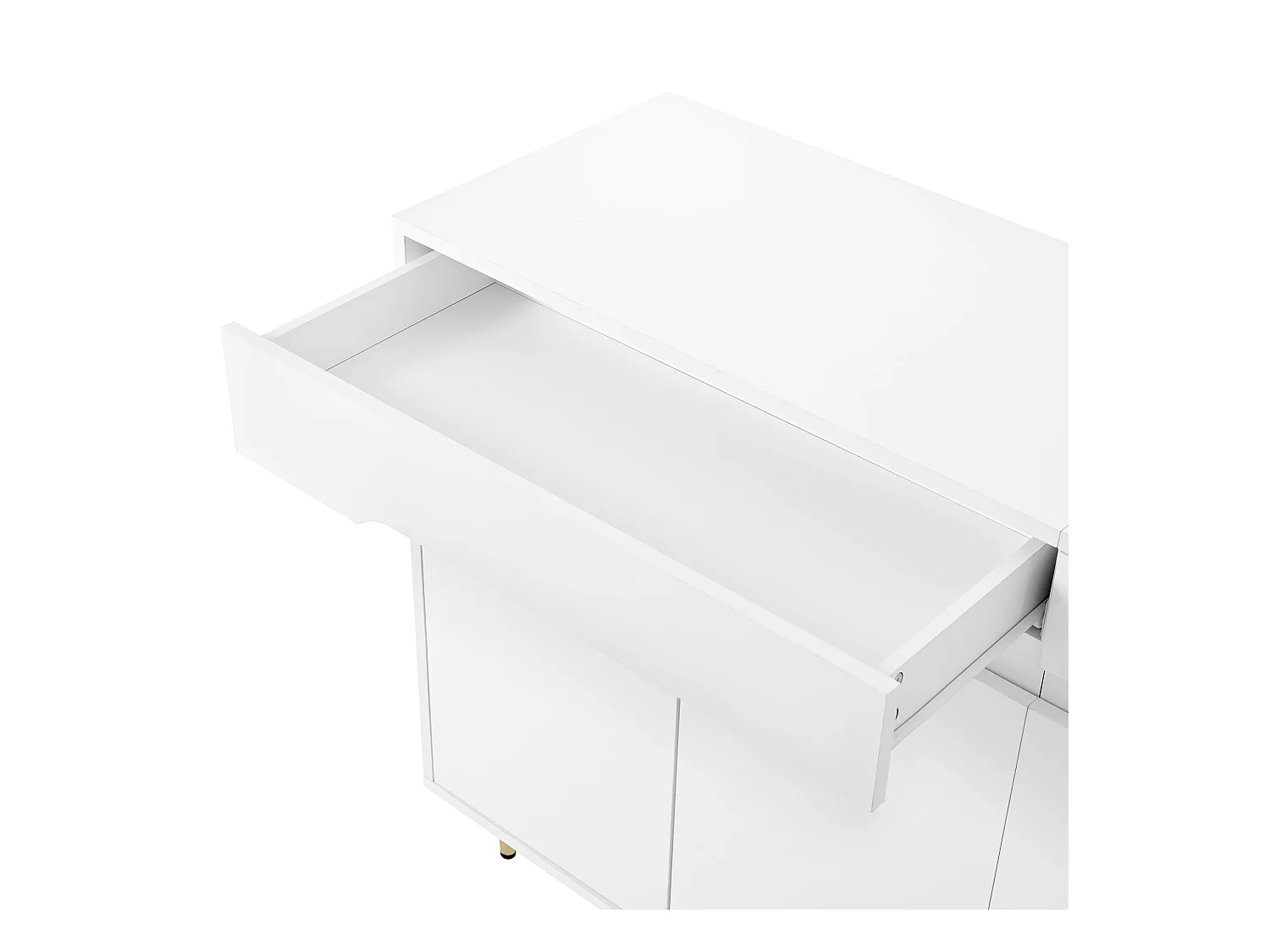 Meuble à chaussures blanc avec 4 portes et 2 tiroirs, étagères réglables