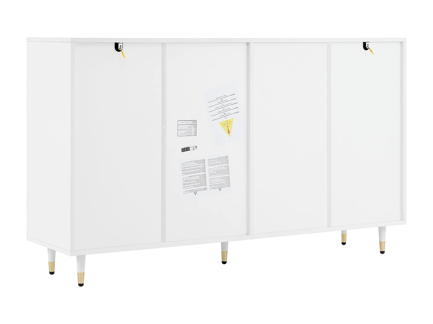 Meuble à chaussures blanc avec 4 portes et 2 tiroirs, étagères réglables