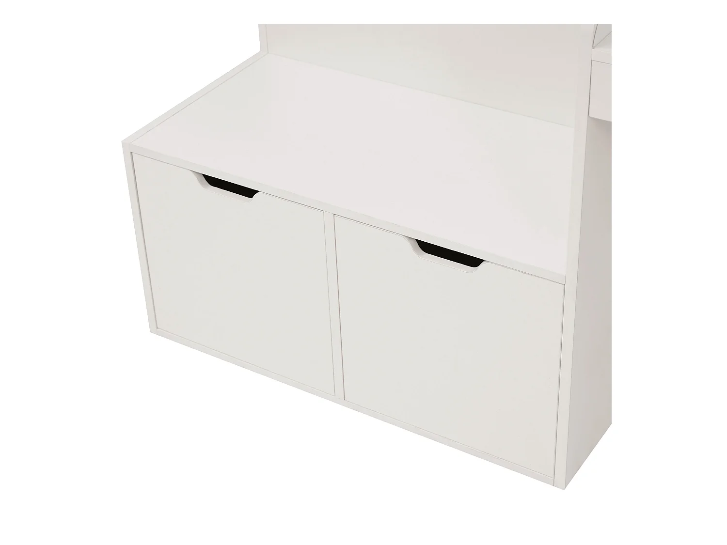 Lit enfant blanc 90x200cm avec 2 tiroirs et table, pin + MDF