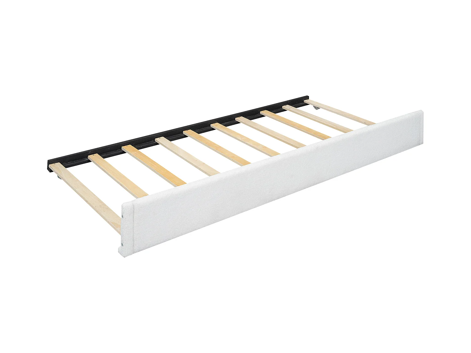 Lit adulte blanc 140x200cm avec lit gigogne 91x191cm, tissu poilu + MDF