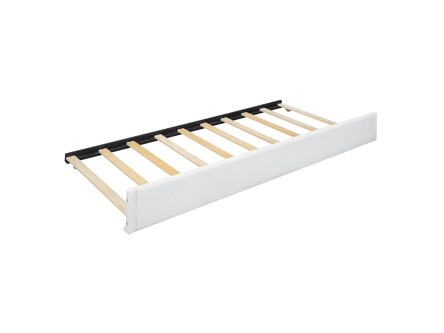 Letto bianco per adulti 140x200cm con letto estraibile 91x191cm, tessuto peloso + MDF