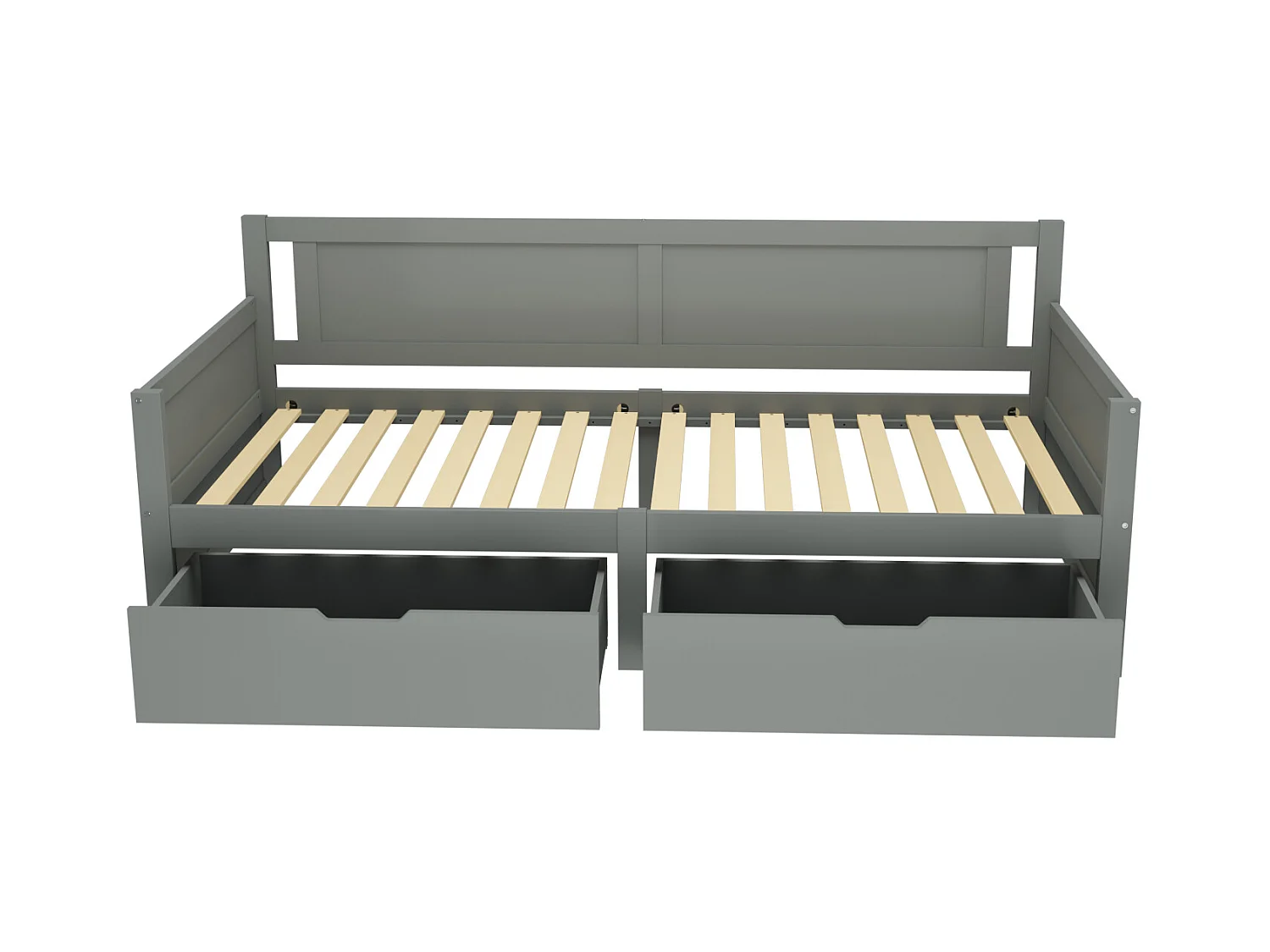 Lit banquette simple enfant gris 90x200cm avec 2 tiroirs, sans matelas, style simple