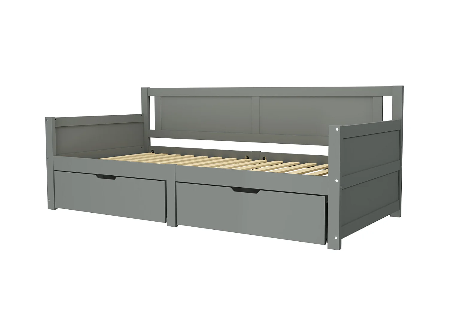 Lit banquette simple enfant gris 90x200cm avec 2 tiroirs, sans matelas, style simple