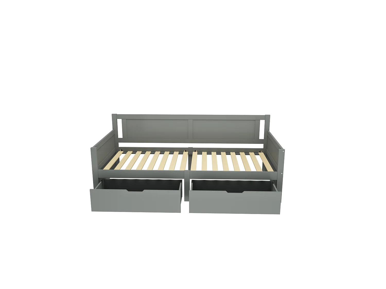 Lit banquette simple enfant gris 90x200cm avec 2 tiroirs, sans matelas, style simple