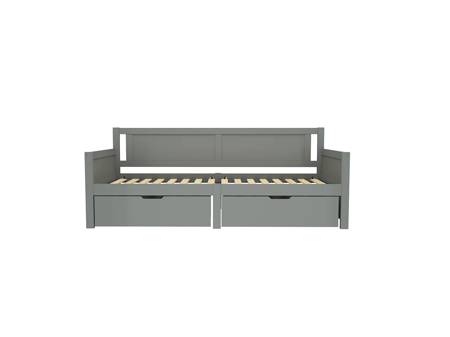 Lit banquette simple enfant gris 90x200cm avec 2 tiroirs, sans matelas, style simple