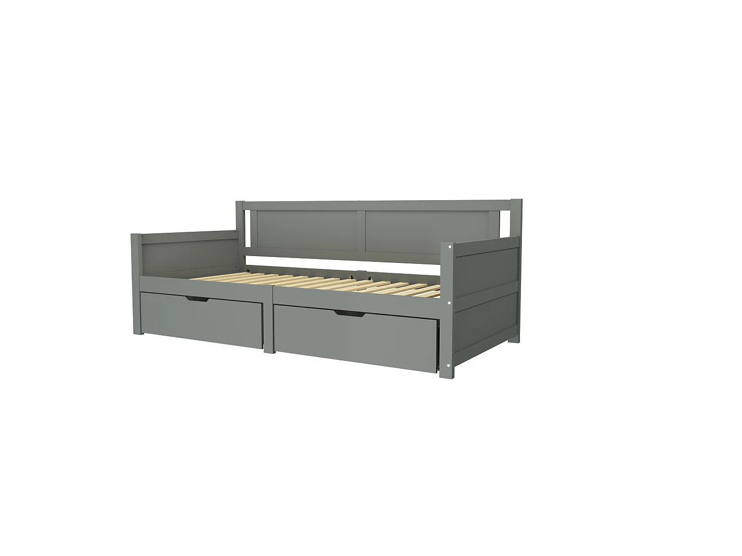 Lit banquette simple enfant gris 90x200cm avec 2 tiroirs, sans matelas, style simple