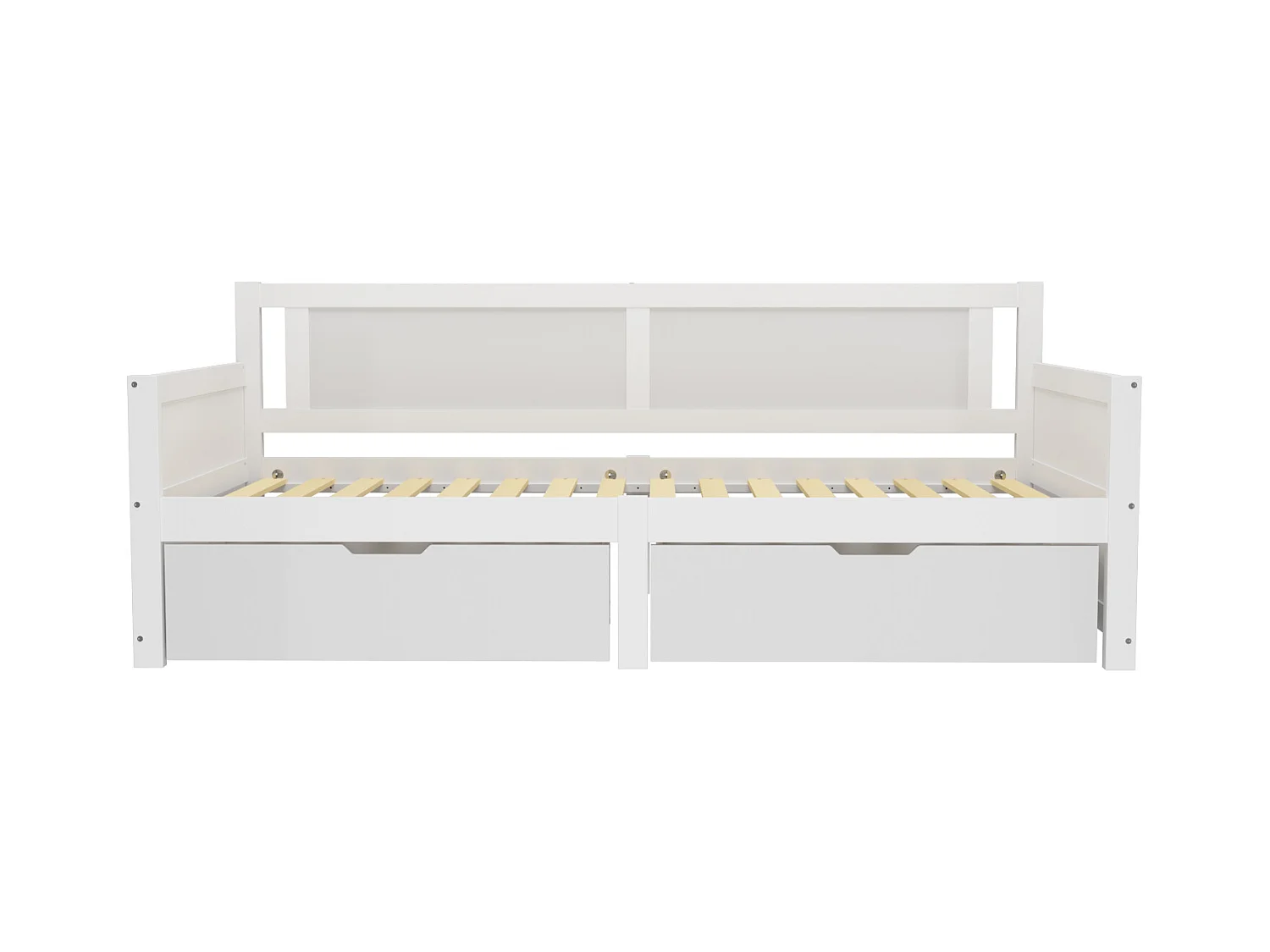 Lit banquette simple enfant blanc 90x200cm avec 2 tiroirs, sans matelas, style simple