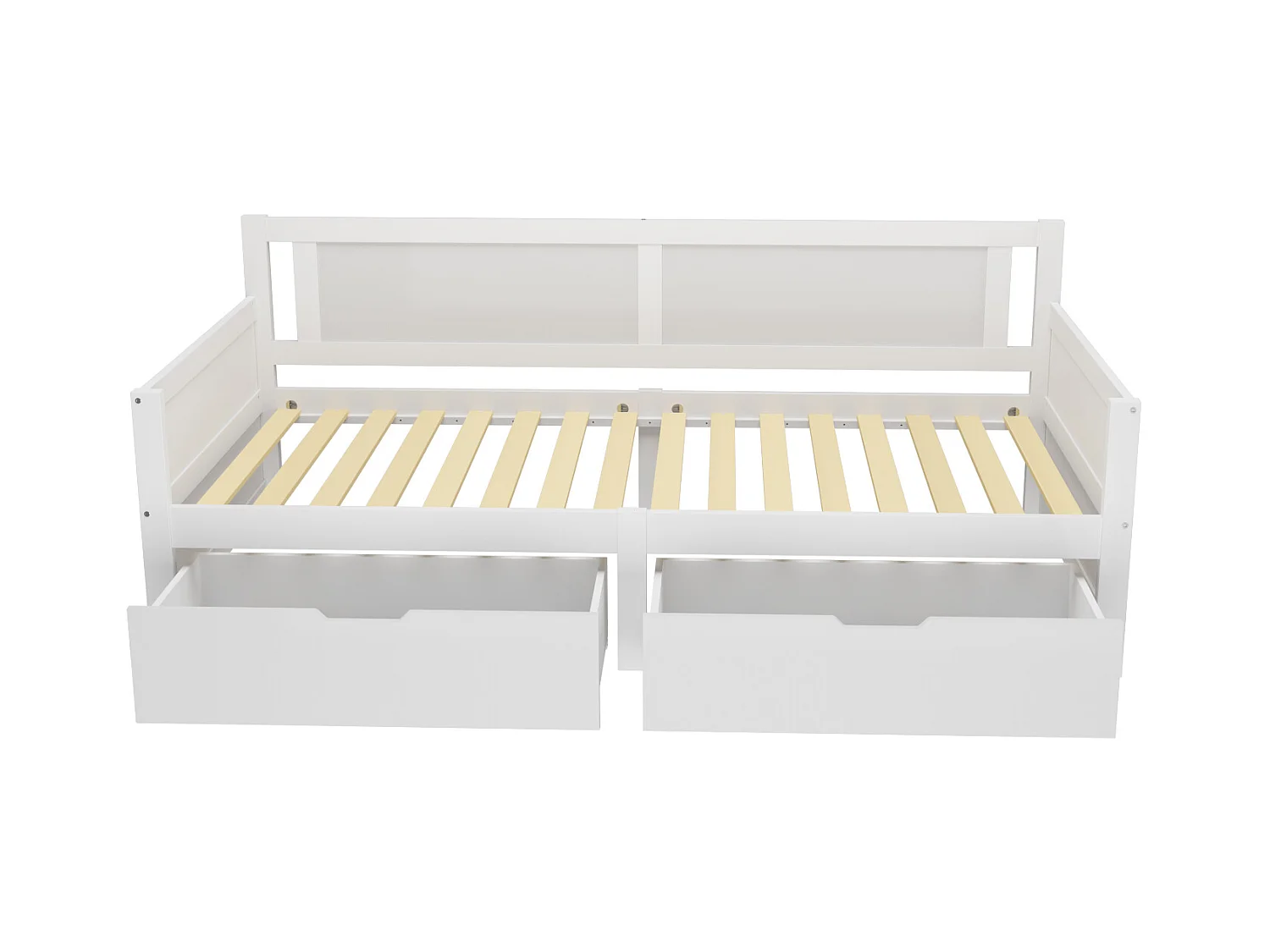 Lit banquette simple enfant blanc 90x200cm avec 2 tiroirs, sans matelas, style simple