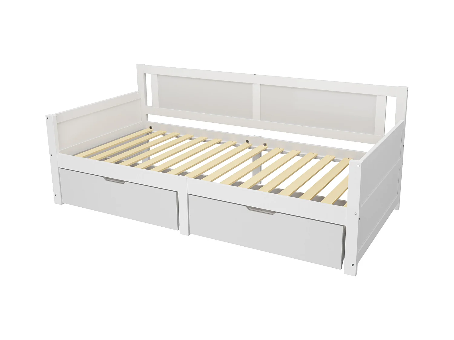 Lit banquette simple enfant blanc 90x200cm avec 2 tiroirs, sans matelas, style simple