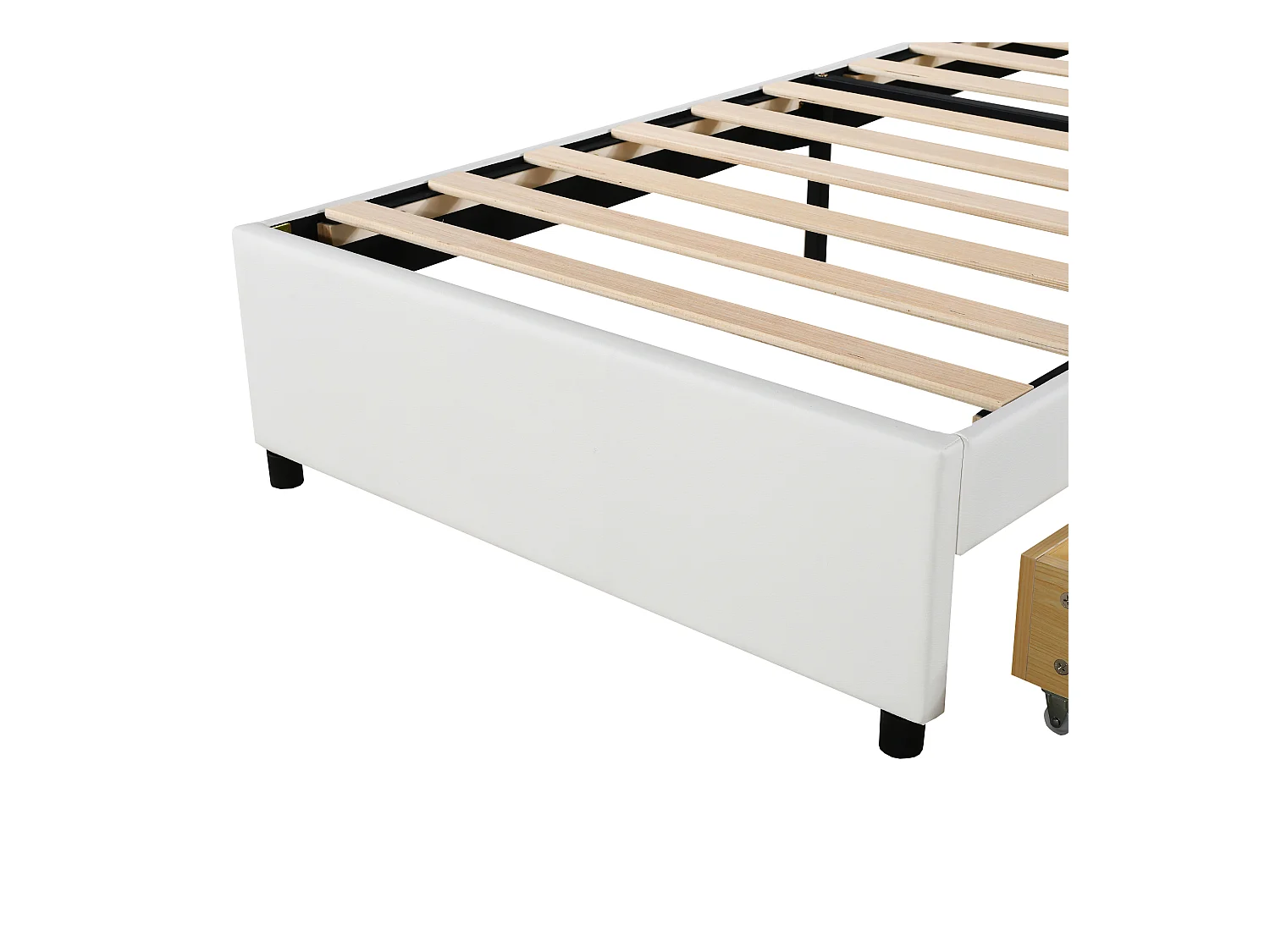 Lit princesse enfant blanc 90x200cm avec 2 tiroirs et éclairage LED, tête de lit réglable, PU
