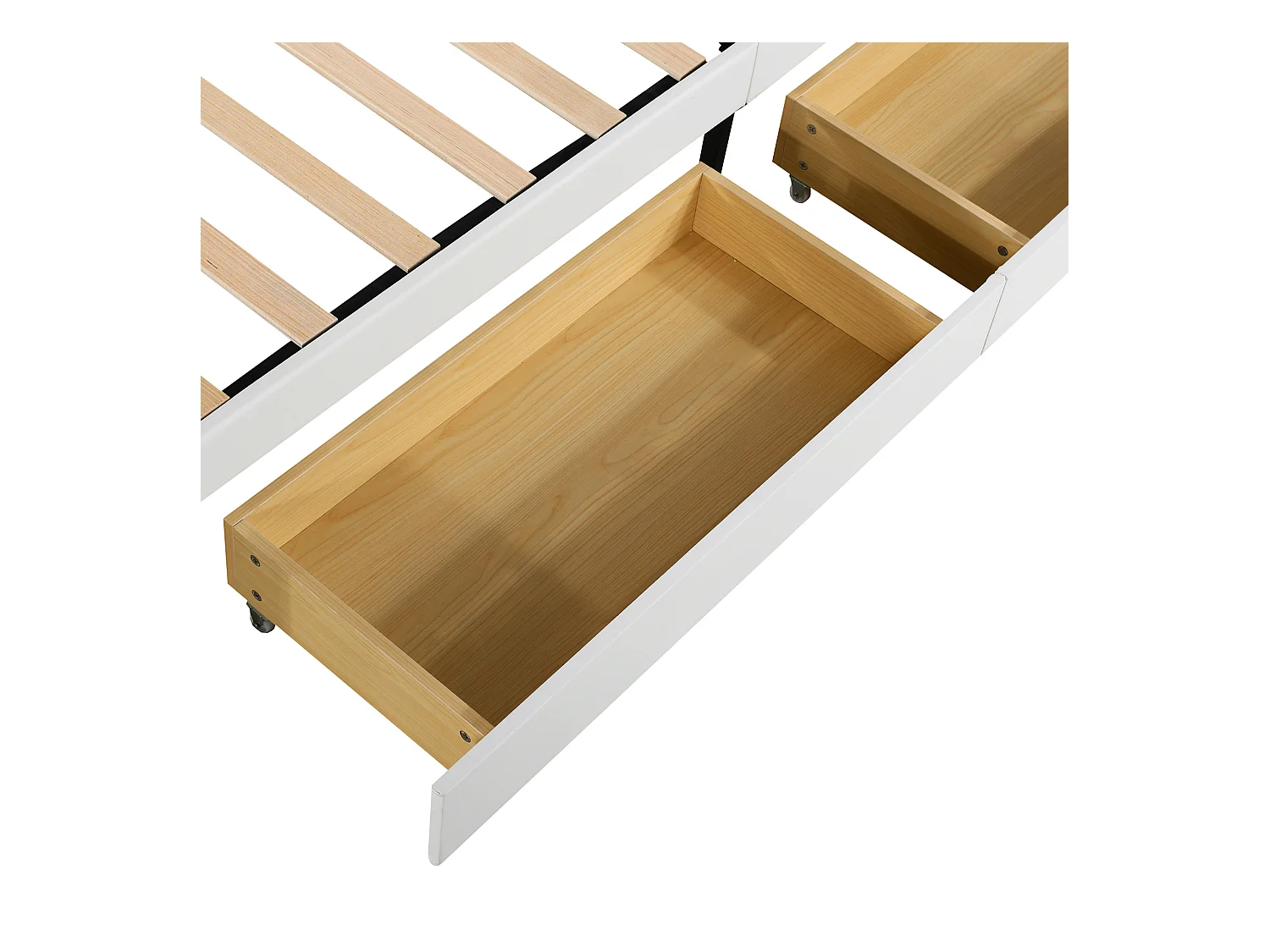 Lit princesse enfant blanc 90x200cm avec 2 tiroirs et éclairage LED, tête de lit réglable, PU