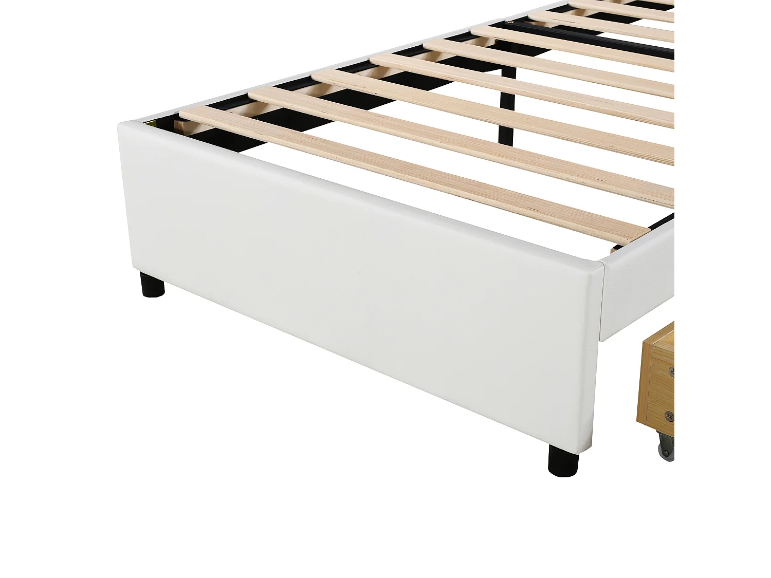 Lit princesse enfant blanc 90x200cm avec 2 tiroirs et éclairage LED, tête de lit réglable, PU