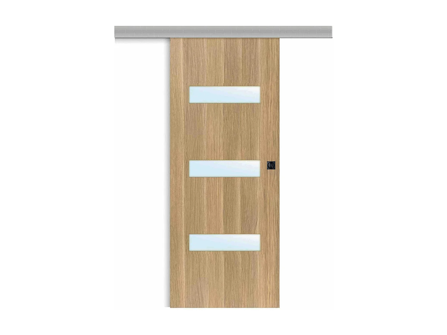 Porte coulissante applique April 83 cm avec crochet carré condamnation noir