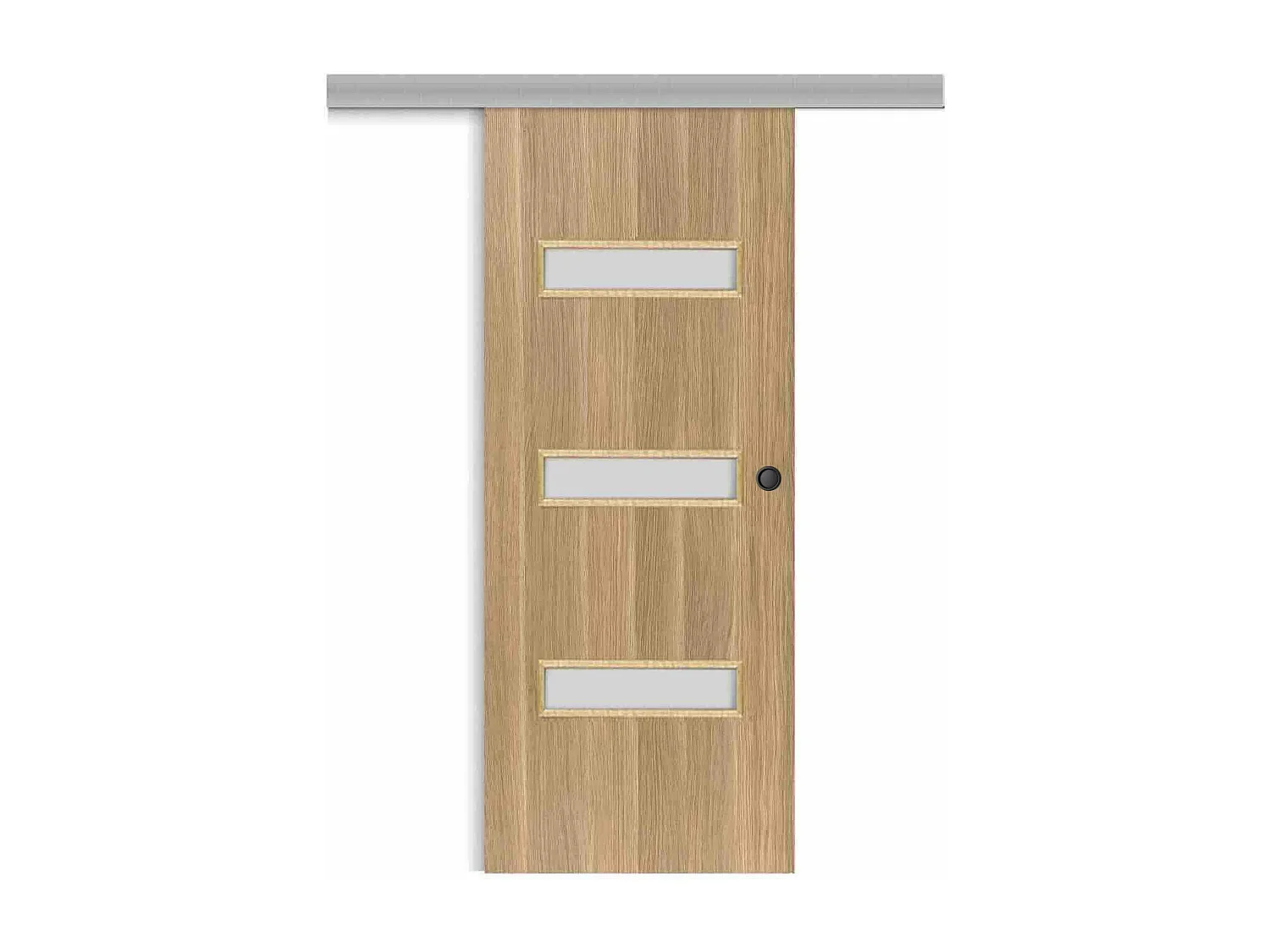 Porte coulissante applique April 73 cm avec cuvette ronde noire