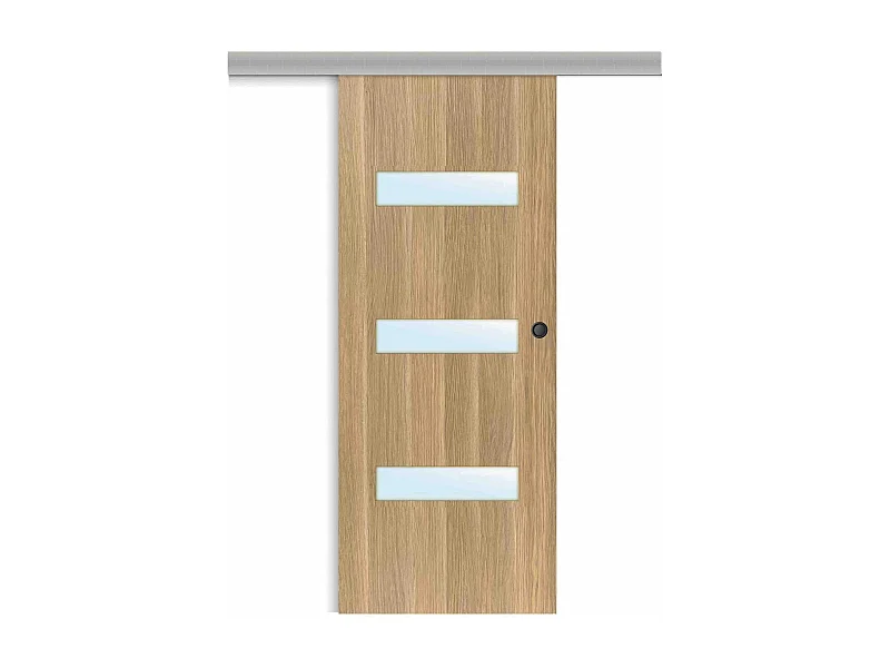 Porte coulissante applique April 73 cm avec cuvette ronde noire